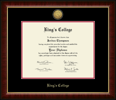 The King's College at Pennsylvania diploma frame - Gold Engraved Medallion Diploma Frame in Murano