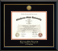 Oklahoma State University diploma frame - Gold Engraved Medallion Diploma Frame in Onyx Gold