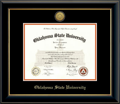 Oklahoma State University diploma frame - Gold Engraved Medallion Diploma Frame in Onyx Gold