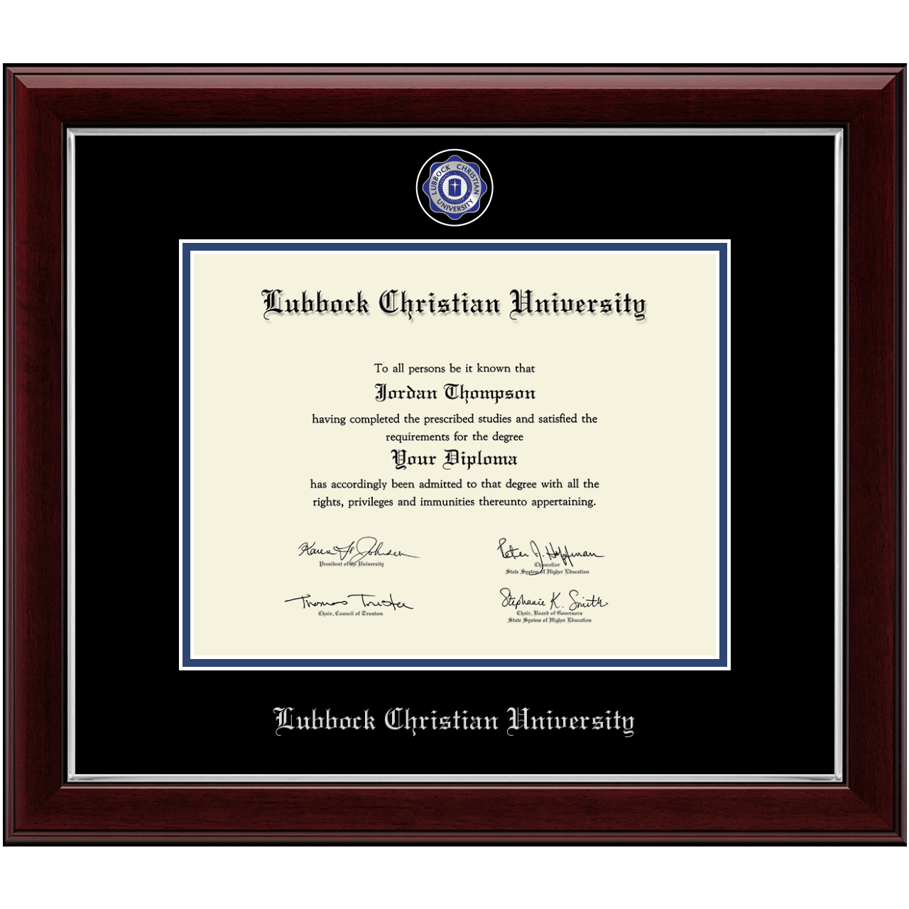 Masterpiece Medallion Diploma Frame in Gallery Silver Lubbock Christian