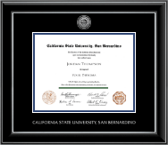 California State University San Bernardino diploma frame - Silver Engraved Medallion Diploma Frame in Onyx Silver