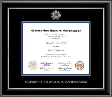 California State University San Bernardino diploma frame - Silver Engraved Medallion Diploma Frame in Onyx Silver