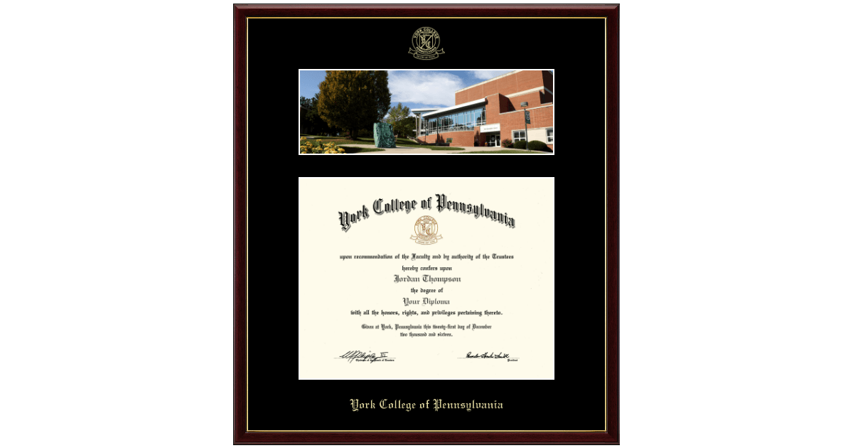 Campus Scene Diploma Frame in Galleria York College of Pennsylvania