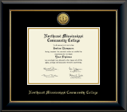 Northeast Mississippi Community College Gold Engraved Medallion Diploma Frame in Onyx Gold