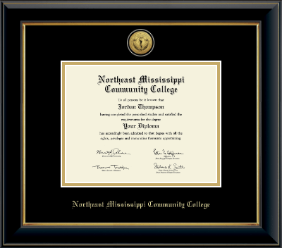 Northeast Mississippi Community College diploma frame - Gold Engraved Medallion Diploma Frame in Onyx Gold