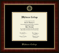 Whitman College Gold Embossed Diploma Frame in Murano