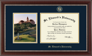 St. Edward's University diploma frame - Campus Scene Masterpiece Diploma Frame in Chateau