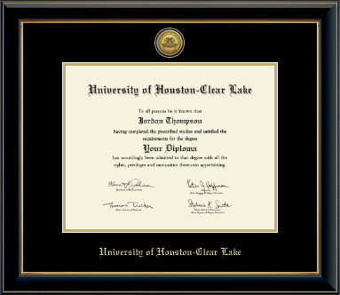 University of Houston-Clear Lake diploma frame - Gold Engraved Medallion Diploma Frame in Onyx Gold