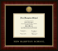 New Hampton School in New Hampshire Gold Engraved Medallion Diploma Frame in Murano