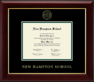 New Hampton School in New Hampshire diploma frame - Gold Embossed Diploma Frame in Gallery