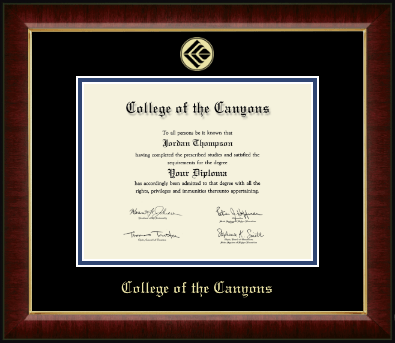 College of the Canyons diploma frame - Gold Embossed Diploma Frame in Murano
