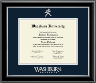 Washburn University Silver Embossed Diploma Frame in Onyx Silver