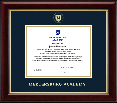 Mercersburg Academy diploma frame - Gold Embossed Diploma Frame in Gallery