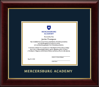 Mercersburg Academy diploma frame - Gold Embossed Diploma Frame in Gallery