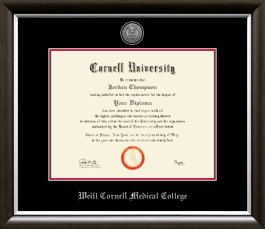 Cornell University diploma frame - Silver Engraved Medallion Diploma Frame in Devonshire
