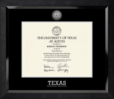 The University of Texas at Austin diploma frame - Silver Engraved Medallion Diploma Frame in Eclipse