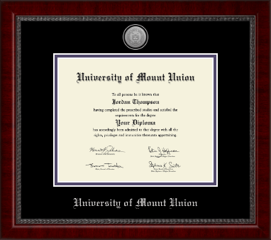 University of Mount Union diploma frame - Silver Engraved Medallion Diploma Frame in Sutton