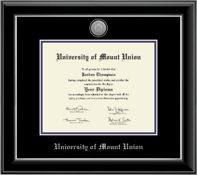 University of Mount Union diploma frame - Silver Engraved Medallion Diploma Frame in Onyx Silver