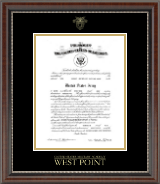 United States Military Academy Gold Embossed Commission Certificate Frame in Chateau