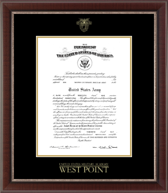 United States Military Academy certificate frame - Gold Embossed Commission Certificate Frame in Chateau