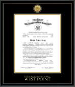 United States Military Academy Gold Engraved Medallion Commission Certificate Frame in Onexa Gold