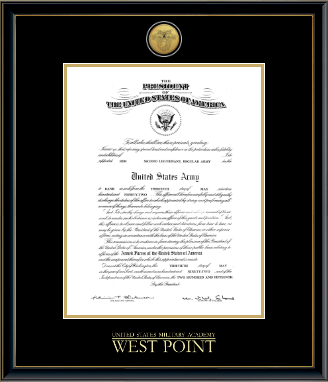 United States Military Academy certificate frame - Gold Engraved Medallion Commission Certificate Frame in Onexa Gold