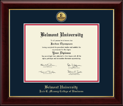 Belmont University diploma frame - Gold Engraved Medallion Diploma Frame in Gallery