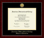 American International College Gold Engraved Medallion Diploma Frame in Sutton