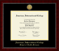 American International College Gold Engraved Medallion Diploma Frame in Sutton