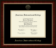 American International College Gold Embossed Diploma Frame in Murano
