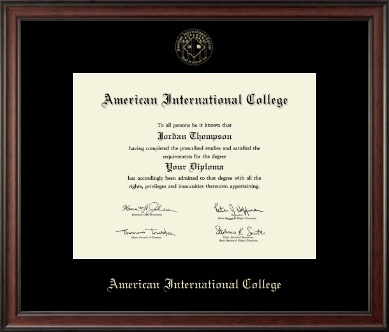 American International College diploma frame - Gold Embossed Diploma Frame in Studio