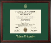 Tulane University Gold Embossed Diploma Frame in Studio