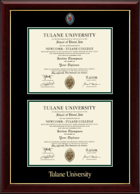 Tulane University diploma frame - Masterpiece Medallion Double Diploma Frame in Gallery