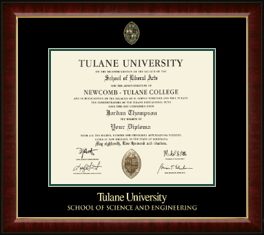 Tulane University diploma frame - Gold Embossed Diploma Frame in Murano