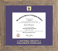 The National Society of Collegiate Scholars Gold Embossed Certificate Frame in Barnwood Gray