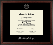 Meredith College Silver Embossed Diploma Frame in Studio