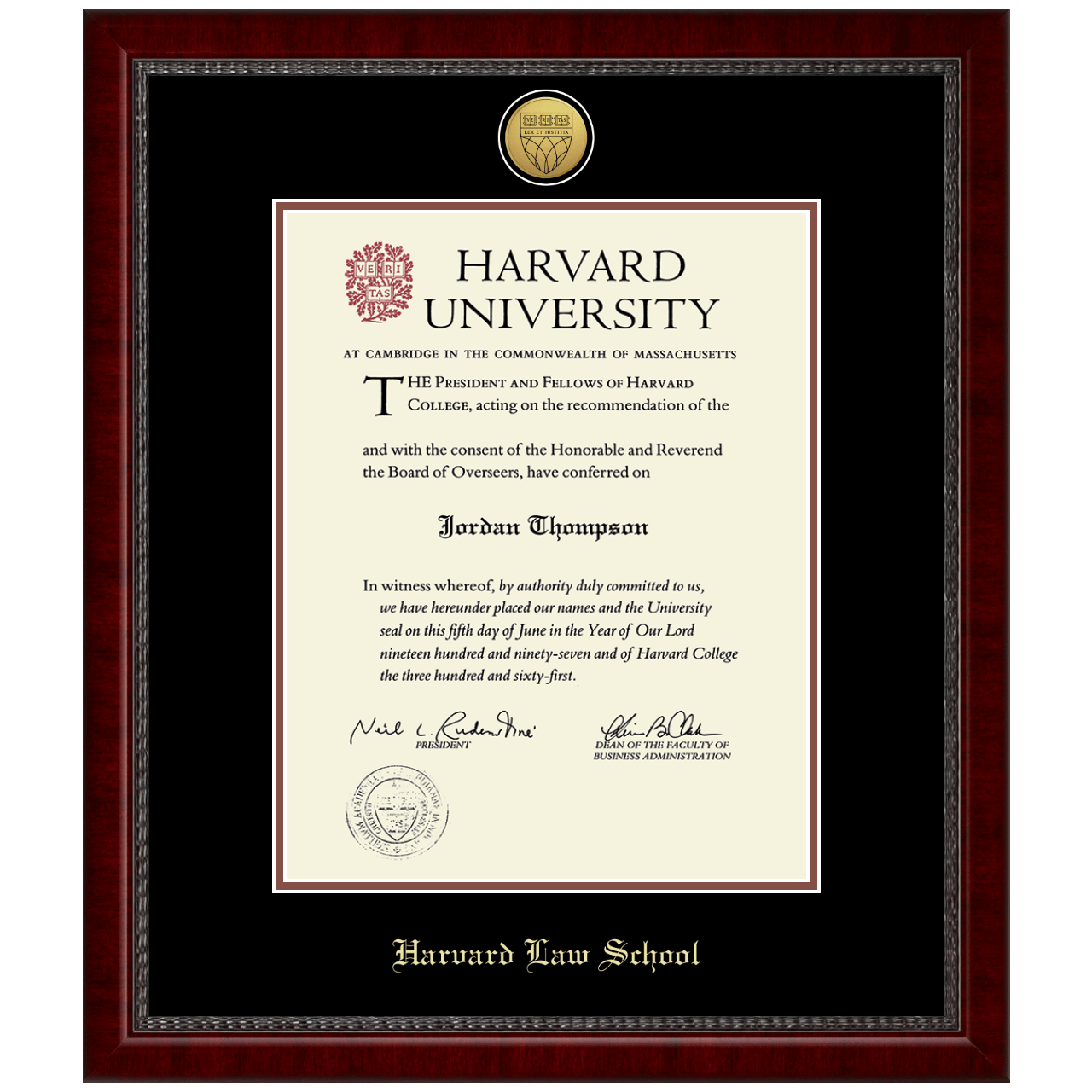 Gold Engraved Medallion Diploma Frame in Sutton Harvard University