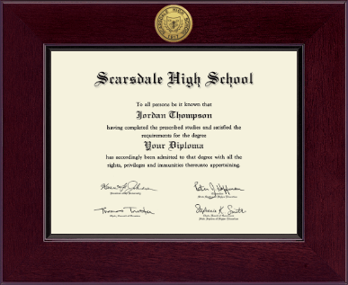 Scarsdale High School in New York diploma frame - Century Gold Engraved Diploma Frame in Cordova