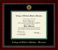 College of Biblical Studies - Houston diploma frame - Gold Engraved Medallion Diploma Frame in Sutton