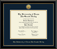 The University of Texas Rio Grande Valley diploma frame - Gold Engraved Medallion Diploma Frame in Onyx Gold