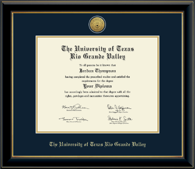 The University of Texas Rio Grande Valley diploma frame - Gold Engraved Medallion Diploma Frame in Onyx Gold