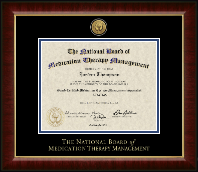 The National Board of Medication Therapy Management certificate frame - Gold Engraved Medallion Certificate Frame in Murano