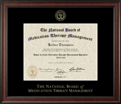The National Board of Medication Therapy Management certificate frame - Gold Embossed Certificate Frame in Studio