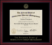 The National Board of Medication Therapy Management certificate frame - Gold Embossed Certificate Frame in Academy