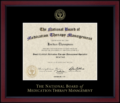 The National Board of Medication Therapy Management certificate frame - Gold Embossed Certificate Frame in Academy
