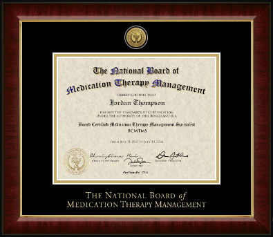 The National Board of Medication Therapy Management certificate frame - Gold Engraved Medallion Certificate Frame in Murano