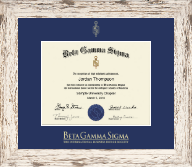 Beta Gamma Sigma Honor Society Gold Embossed Certificate Frame in Barnwood White
