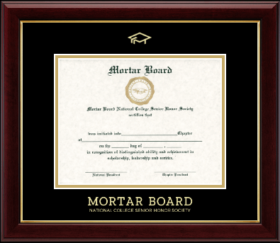 Mortar Board National College Senior Honor Society certificate frame - Gold Embossed Certificate Frame in Gallery