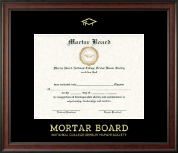 Mortar Board National College Senior Honor Society certificate frame - Gold Embossed Certificate Frame in Studio