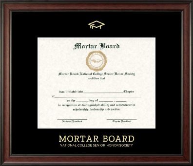 Mortar Board National College Senior Honor Society certificate frame - Gold Embossed Certificate Frame in Studio